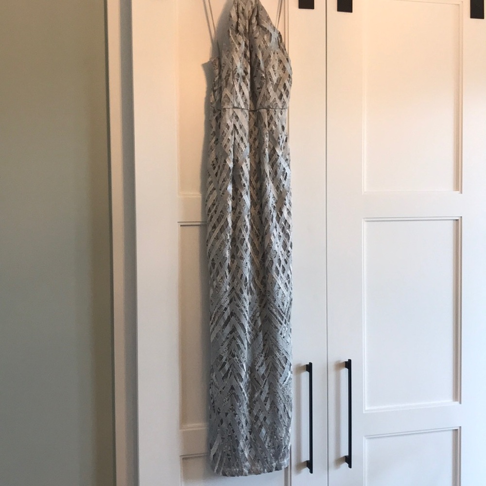 Silver formal dress from Neiman Marcus